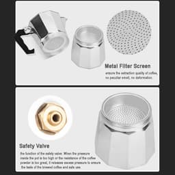 Mokapot met een inhoud van 9 kopjes, aluminium behuizing, een klassieke espressomachine voor thuisgebruik en op de camping. — thumbnail 3