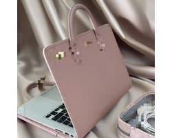 Laptoptas, tevens laptopbeschermhoes, draagtas voor laptop, roze meisjesstijl, geschikt voor 16-inch laptop, PU-leer