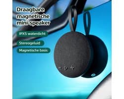 Mini Bluetooth Speaker Draadloos – Portable Waterproof IPX5 Speaker – 6W Stereo Geluid – Bluetooth 5.3 – Magnetische Muziek Box – TF Kaart MP3 – Compacte Speaker voor Smartphone, Laptop en Tablet-Zwart