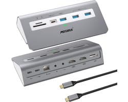 14-in-1 USB C Dockingstation met Dual 4K HDMI/DisplayPort, 100W PD Opladen & 10Gbps Data