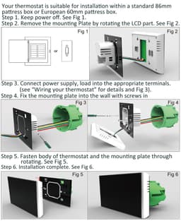 Wifi Inbouw Thermostaat | Inbouw | Wifi | Touchscreen | 4 draads aansluiting | Temperatuurbereik 0-40 | Tuya app | Google Home Alexa | Wit — thumbnail 5