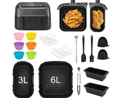 Heteluchtfriteuse Accesoires Set - Geschikt voor philips Airfryer Dual Basket 3000 Series NA350 - Inclusief siliconen vorm, grill, broodvormen en tangen - Airfryer accessoires