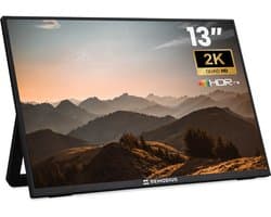 Remodius® Portable Monitor - 13 Inch 2K - Ultralicht en Superdun - Draagbare Monitor voor Laptop met Ingebouwde Kick-Stand - USB-C & Mini HDMI - Extra Tweede Scherm - Plug & Play
