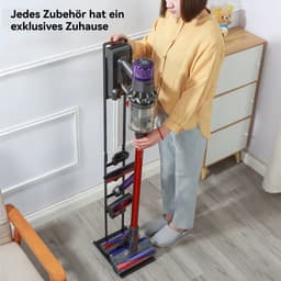 Stofzuiger Opbergstandaard – Vrijstaande Metalen Houder met Wielen – Boorvrije Staande Ophanging voor Stofzuiger en Accessoires — thumbnail 4