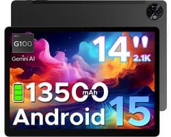 DOOGEE Tab E3 Max - Tablet - 32GB ROM+256GB ROM（2TB TF）- Android 15 - 14 inth IPS - 4G LTE - Gemini AI - Helio G100 - 13500mAh/18W - Quad Speakers - Face ID - 5G Wi-Fi - A GPS - GPS - Zwart