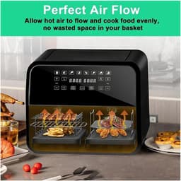 2-delig grillrooster - Stoomrek voor frituurpan - Dubbellaags grillrooster van roestvrij staal - Vierkant barbecuenet - Accessoires voor airfryer - met 4 vleesspiesnaald - Voor frituurpannen, ovens en magnetrons (zilver - diverse maten) — thumbnail 3