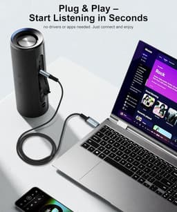 USB-C naar 3,5mm Hoofdtelefoonkabel met DAC Chip - 1 Meter Gevlochten AUX Adapter — thumbnail 4