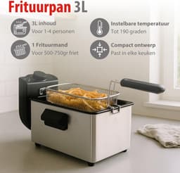 Friteuse met 3 Liter Inhoud en Instelbare Temperatuur - Zilver — thumbnail 4