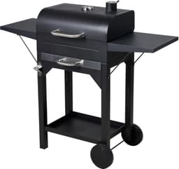 Houtskool BBQ - mat zwart - verrijdbaar- zijtafels- 109 x 47 x H97 cm - metaal — thumbnail 1