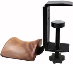 Koptelefoon Houder voor Onder het Bureau - Walnoot Hout en Metaal — thumbnail 2