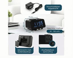 Homebay - Digitale Wekkerradio - Netstroom - 2x USB Oplader - Dimbaar Display - Natuurgeluiden - Zwart — thumbnail 5