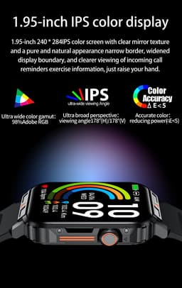 Knobbout 1.95” Smartwatch – Bluetooth Bellen - Hartslag - Bloeddruk & SpO₂-meting - AI Spraakassistent- Bluetooth 5.2 - 340mAh batterij - Wit — thumbnail 5