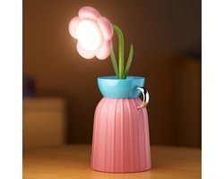 Oplaadbare, draadloze LED-leeslamp in zonnebloemvorm, met 3 kleuren en traploze dimfunctie, geschikt als cadeau voor moeder, vriendin of oma (roze).