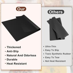 2 Stuks Siliconen Keukenmat - Aanrechtbeschermer - Hittebestendige mat - 40x60 cm - Geschikt voor Airfryer & Koffiemachine - Zwart/Grijs — thumbnail 2