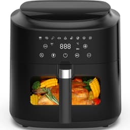 Dewelling AF80D10-2 Heteluchtfriteuse met kijkvenster – XXL 9L Airfryer, 2350 W, 360° heteluchtcirculatie, 9 voorgeprogrammeerde instellingen, schudherinnering — thumbnail 1