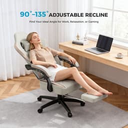 Dowinx Gamingstoel van Stof - Ergonomische Bureaustoel met Massagefunctie en Voetensteun - PC-stoel - Belastbaar tot 150 kg - Beige — thumbnail 3