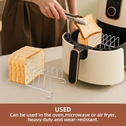 1 roestvrijstalen brood- en toastrekje, bakt meerdere sneetjes tegelijk - accessoire voor airfryer - vaatwasserbestendig, duurzaam & roestvrij - ideaal voor toast, wafels en opbergen van bestek - geschikt voor keuken en camping - keukenmusthave — thumbnail 4