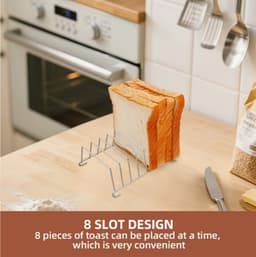 1 roestvrijstalen brood- en toastrekje, bakt meerdere sneetjes tegelijk - accessoire voor airfryer - vaatwasserbestendig, duurzaam & roestvrij - ideaal voor toast, wafels en opbergen van bestek - geschikt voor keuken en camping - keukenmusthave — thumbnail 5