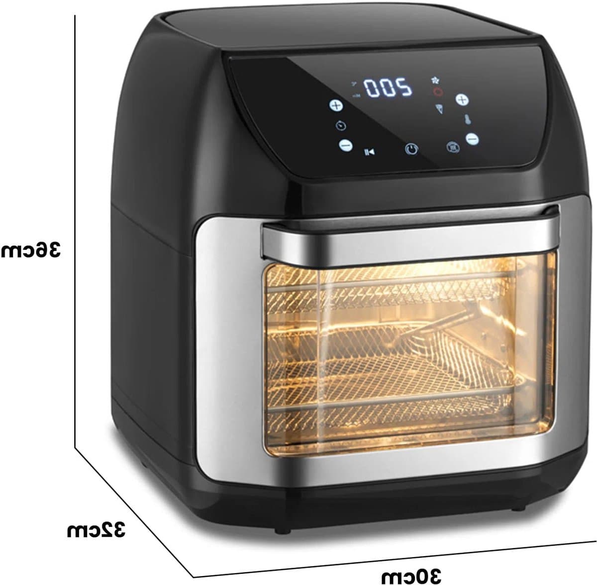 Airfryer - XXL – Heteluchtfriteuse – 2400W/2800W – 12L - RVS & Touchscreen – Multifunctionele Elektrische Friteuse - Olievrij Frituren - Zwart — afbeelding 1