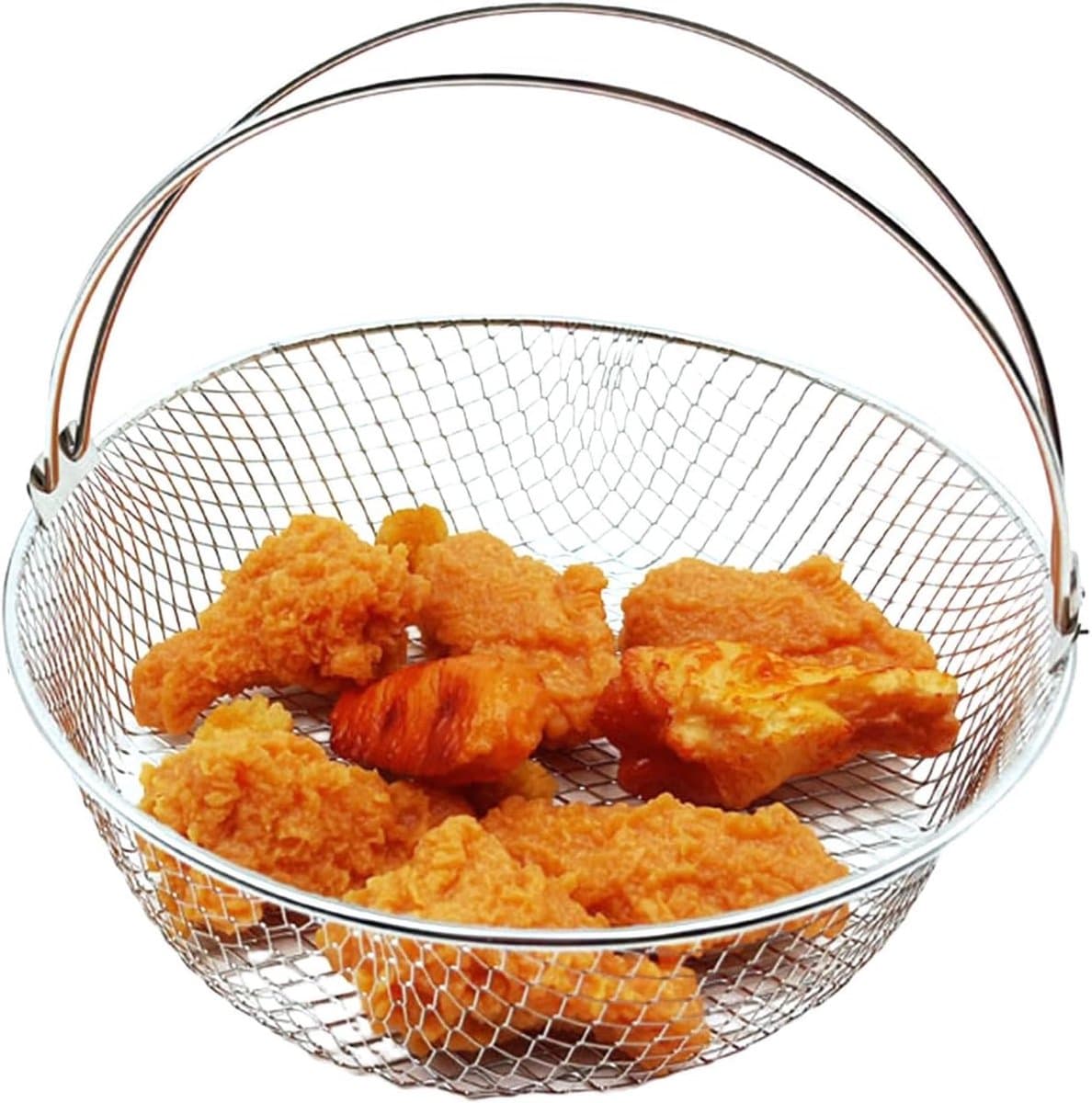 Airfryer Mand - Heteluchtfriteuse Accessoire - Gezond Koken - 360 Graden Verwarming - 21cm Diameter - Zilver — afbeelding 1