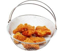Airfryer Mand - Heteluchtfriteuse Accessoire - Gezond Koken - 360 Graden Verwarming - 21cm Diameter - Zilver