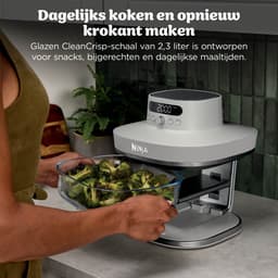 Ninja CRISPi PRO 7-in-1 Glazen Airfryer met 7 functies - Airfryen, Bakken, Braden, Rijzen, Drogen. Max Crisp en Opnieuw krokant maken - 2.3 liter en 5.7 liter glazen schaal - PFAS vrij koken - Stone - AS101EULG — thumbnail 2