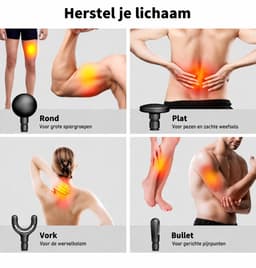ProEase - Professionele Massage gun - massagepistool - Massage - U-vormig Massage gun met een lange greep - Bereik Rug, Nek, Schouders & Benen moeiteloos – Stil en Krachtig- verlengde handvat - 4 opzetstukken - 6 snelheidsstanden — thumbnail 3