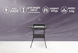 Zilan Staande Elektrische Barbecue – 2400W BBQ met Waterbak, Windscherm & 2 Zijtafels – In Hoogte Verstelbaar Grillrooster — thumbnail 4