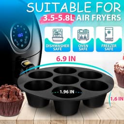 Muffinbakvorm voor airfryer - Bakvorm - Taartvorm - 3,5–5 liter - Geschikt voor muffins/eierblokjes - Siliconen - Zwart — thumbnail 4