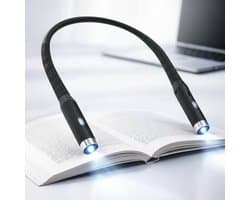 Felence Nekleeslamp - Leeslamp - Neklamp - USB-Oplaadbaar - Outdoorlamp - Handsfree - Ultraflexibel - 3 helderheidsniveaus instelbaar - Leeslamp voor op bed - Geschikt voor lezen, reizen, breien, haken en kamperen - Zwart en Zilver