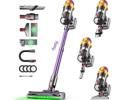 AUTHMIC Steelstofzuiger - Steelstofzuiger Draadloos - 65.000Pa Zuigkracht - Borstelloze Motor - 70 Min Accuduur - HEPA Filter - LED Vloerborstel - Grote Stofcontainer