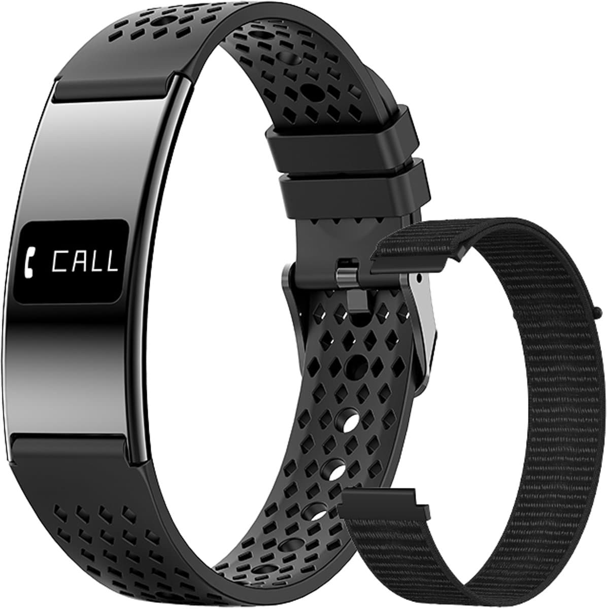 WizBay Premium Select® Smart Bracelet 2026 - Ultradun 2,8 mm - Hartslag en SpO2 - Slaapmonitor - 5ATM Waterdicht - Fitness Tracker - IPS Screen - Android en iOS - Zwart - Siliconen Band en Gewoven Siliconen Band — afbeelding 1