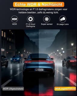 SNJY® Dashcam voor Auto - Auto Camera - Dashcam Voor en Achter Draadloos - 4 K - 64 GB - Zwart — thumbnail 2