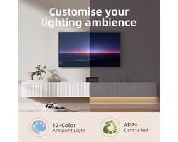 Zwevend TV-meubel met RGB LED-verlichting – Urbanhome Luminara 200 cm – Wandgemonteerd – Wit – Modern TV-Lowboard voor 75-85 inch televisie