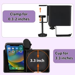 Desktop Organizer met Bekerhouder, Roterende Koptelefoonhaak en Telefoonhouder - Bureau Opbergsysteem — thumbnail 4