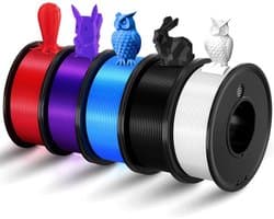 5 Kleuren PLA 3D Printerfilament 1.75MM (1250G Totaal) Hoge Precisie
