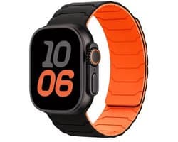 Zwart oranje horlogebandje smartwatch dames en heren magnetisch sport siliconen band Geschikt voor Apple Watch 38 mm / 40 mm / 41 mm / 42 mm (serie 10 / 11) sportief ontwerp vervangende watch band
