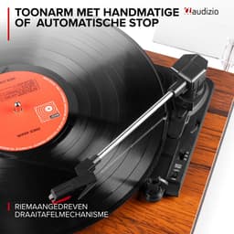 Platenspeler met speakers - Audizio Tupelo - Platenspeler Bluetooth - LP speler met auto stop - Houtlook — thumbnail 4