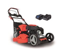 Scheppach Grasmaaier Benzine met hybride start M225-53E - Zelfrijdend - Mulchfunctie - 53cm maaibreedte - Maaihoogte in 7 stappen verstelbaar: 25-75mm - 4-takt - 224cc - 6pk - Voor tuinen tot 1800m² - met 65L opvangbak
