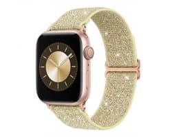 Goudkleurig nylon Apple Watch bandje voor dames en heren – elastische verstelbare smartwatch band – geschikt voor Apple Watch 42mm (serie 1 / 2 / 3) / 44 mm / 45 mm / 46 mm (serie 10 / 11) / 49 mm (Ultra / Ultra 2) – lichtgewicht horloge band