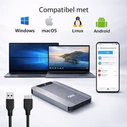 DM Externe harde schijf 500GB - Draagbare HDD - USB 3.2 - Metaal - Antraciet grijs — thumbnail 2