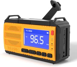 Crestone Noodradio - 10.000 mAh - 2026 verbeterde versie - Solar Opwindbaar - Solar Powerbank Zonneenergie - Draagbare Radio op batterijen - Zaklamp led oplaadbaar - Survival Noodpakket - Oranje — thumbnail 3