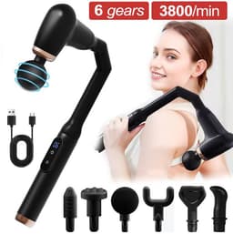 Massagepistool met lange steel voor diepe weefselmassage – 6 koppen en 6 snelheden — thumbnail 4