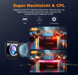 SNJY® Dashcam voor Auto - Auto Camera - Dashcam Voor en Achter - 4K+1080P - Zwart - 64 GB — thumbnail 3