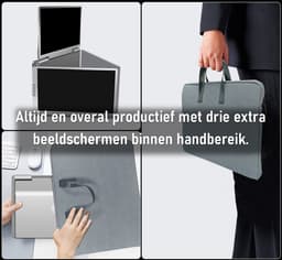 Stemap® Portable Monitor quad- Full HD - Geschikt Voor 12” / 16,5” quad-Screen - 1 Kabel Werking | Laptop Scherm Uitbreider - Inclusief Beschermhoes en Kabels - 2 Jaar Garantie — thumbnail 3