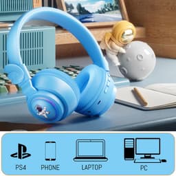 Gloovon® - Draadloze Koptelefoon Kinderen - Gehoorbescherming Kinderen - Bluetooth 5.3 - Koptelefoon met Microfoon - Blauw — thumbnail 4