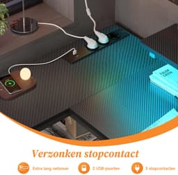 Gaming Bureau met LED Verlichting - 120x120x75cm - L-Vormig Game Bureau met Stopcontact - 2 Non Woven Lade - Gaming Desk - Computer Tafel - Gaming Tafel - Bureau voor Gamen, Studeren en Werken - Zwart — thumbnail 6