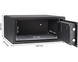 Brihard Notebook Laptop LED E Black Pearl Laptopkluis - Elektronische Safe voor Laptop & Tablet - LED Display & Codeslot - 40cm Breed - Luxe Satijnzwarte Afwerking - Inclusief Noodsleutels - Veiligheid voor Thuis & Kantoor - Antraciet - Meubelkluis