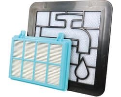 Multaparts® filterset HEPA 11 en uitwasbaar filter geschikt voor Philips | O.a. voor Philips PowerPro Compact, PowerPro City, PowerPro Active, 3000 serie, 5000 serie| Voor stofzakloze stofzuigers | Vervanger voor FC8010/01 & FC8010/02