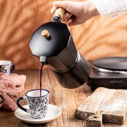 Kinghoff Aluminium Espressomaker KH-1886 – 6 Kopjes – Zwart Met Houten Handvat – Geschikt voor Inductie - 300ml - Percolator — thumbnail 2